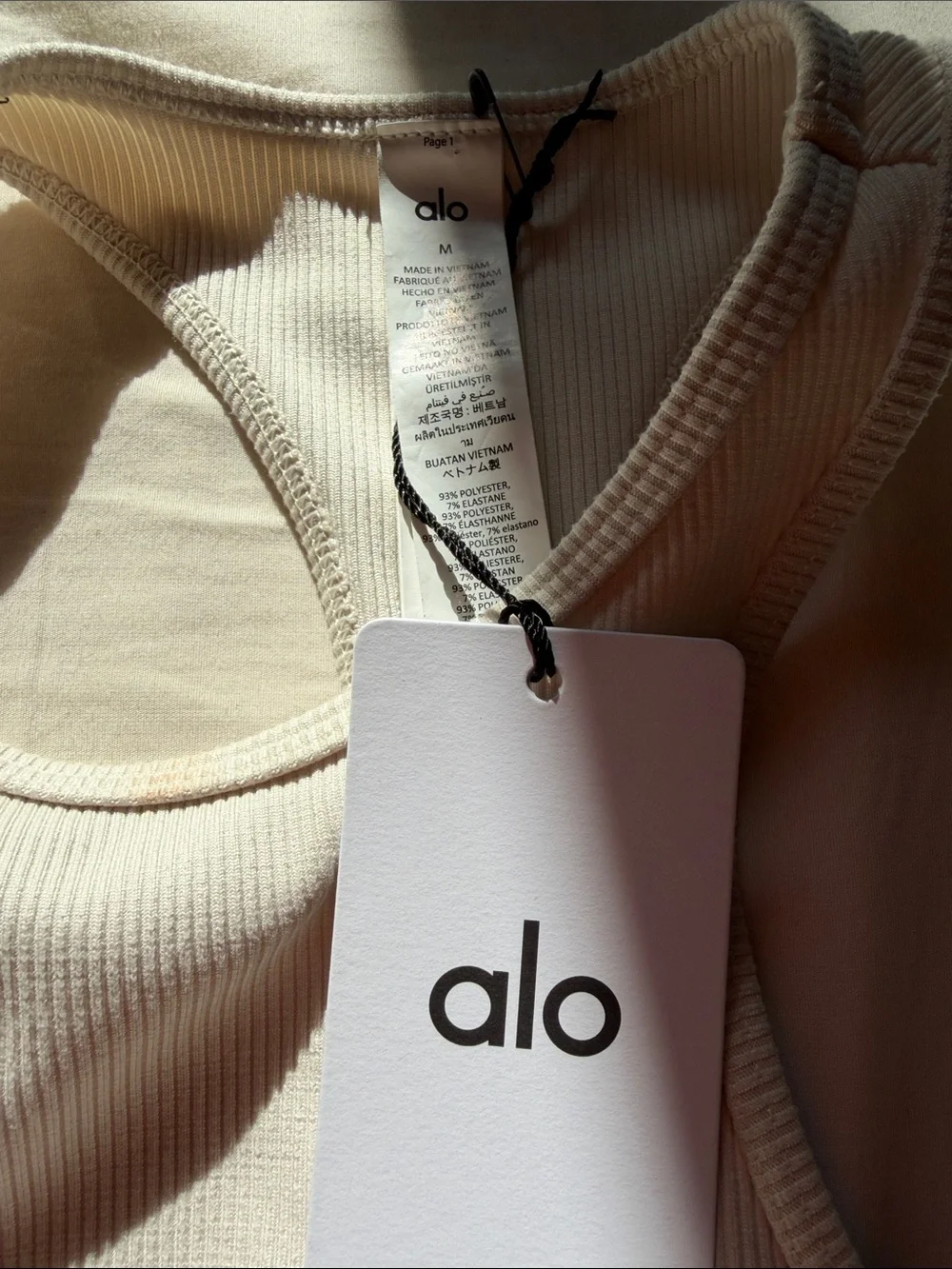 ALO Yoga Cream Ribbed High-Neck Racerback Bodysuit